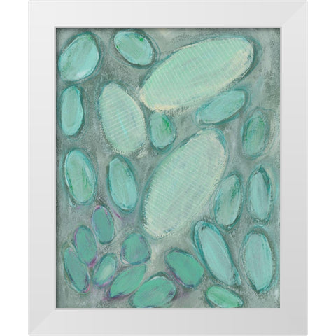 Blue Orbs II White Modern Wood Framed Art Print by Moore, Regina