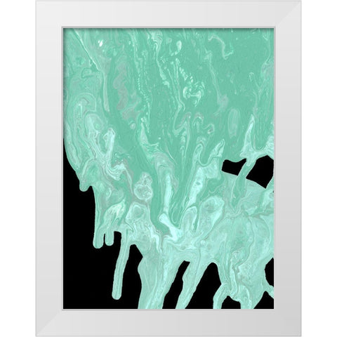 Teal Cascade I White Modern Wood Framed Art Print by Moore, Regina