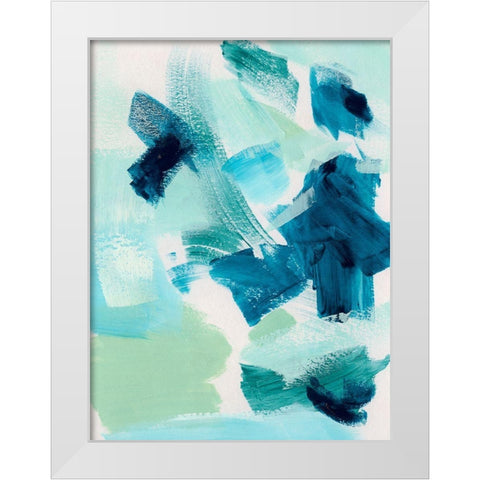 Teal Composition II White Modern Wood Framed Art Print by Barnes, Victoria