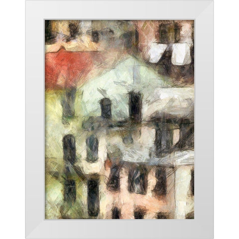 Stacked Houses II White Modern Wood Framed Art Print by Saunders, Alonzo