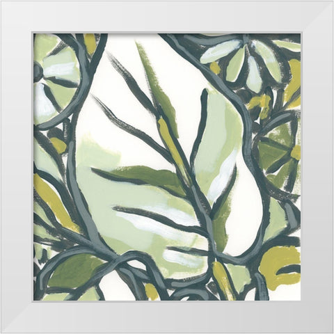 Fauvist Tropical V White Modern Wood Framed Art Print by Vess, June Erica