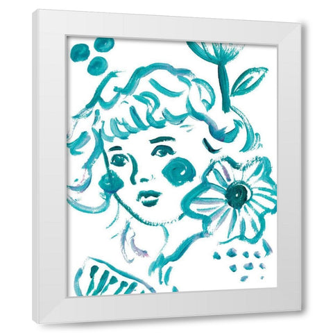 Budding Flower II White Modern Wood Framed Art Print by Wang, Melissa