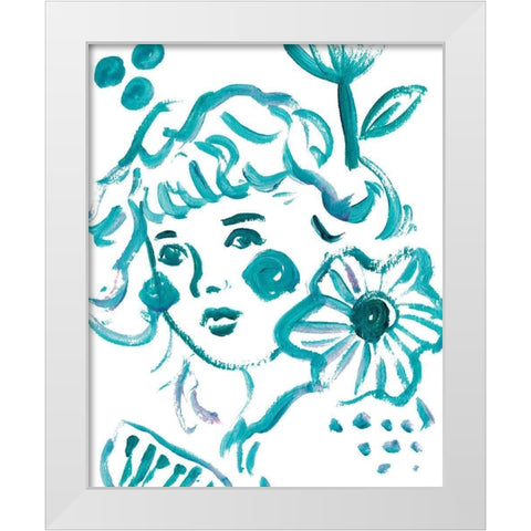 Budding Flower II White Modern Wood Framed Art Print by Wang, Melissa