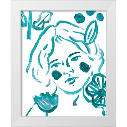 Budding Flower III White Modern Wood Framed Art Print by Wang, Melissa