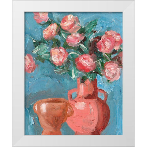 Rosa Blooms I White Modern Wood Framed Art Print by Wang, Melissa