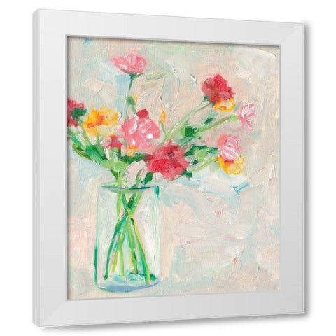 Painterly Soft Bouquet I White Modern Wood Framed Art Print by Wang, Melissa