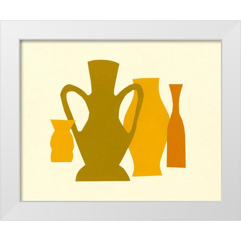 Posing Pottery I White Modern Wood Framed Art Print by Sizemore, Natalie