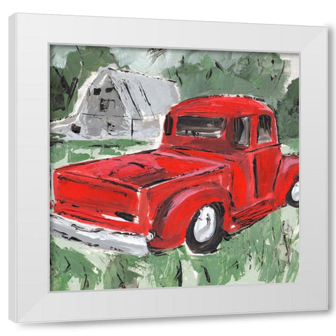 Big Red Truck I White Modern Wood Framed Art Print by Warren, Annie