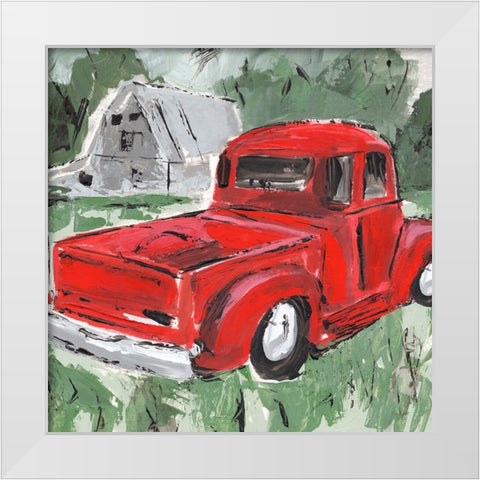 Big Red Truck I White Modern Wood Framed Art Print by Warren, Annie