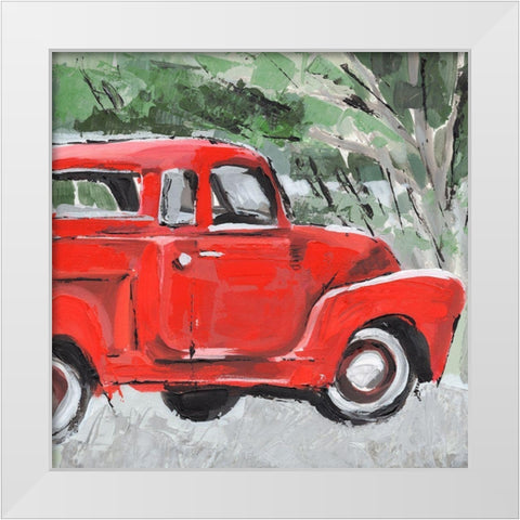 Big Red Truck II White Modern Wood Framed Art Print by Warren, Annie