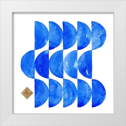 Sapphire Halves II White Modern Wood Framed Art Print by Green, Jacob