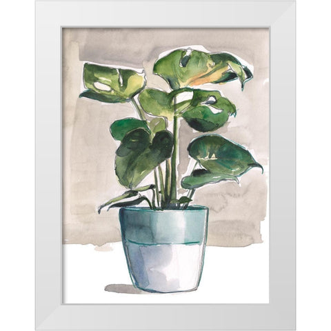 Potted Houseplant II White Modern Wood Framed Art Print by Parker, Jennifer Paxton