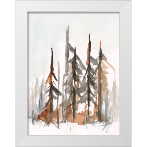 Rustic Evergreens I White Modern Wood Framed Art Print by Harper, Ethan