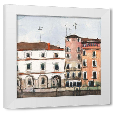 Along the Venice Facade White Modern Wood Framed Art Print by Dixon, Samuel