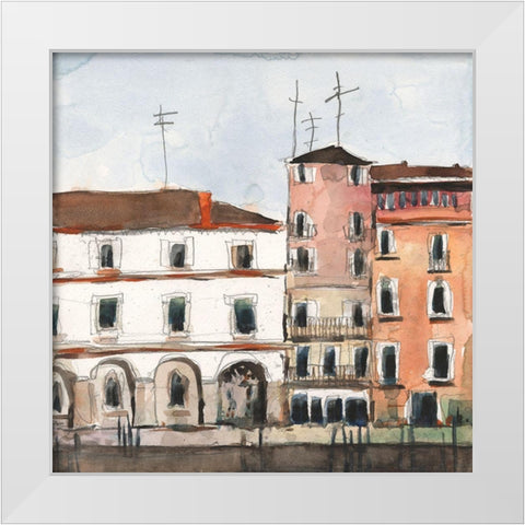 Along the Venice Facade White Modern Wood Framed Art Print by Dixon, Samuel
