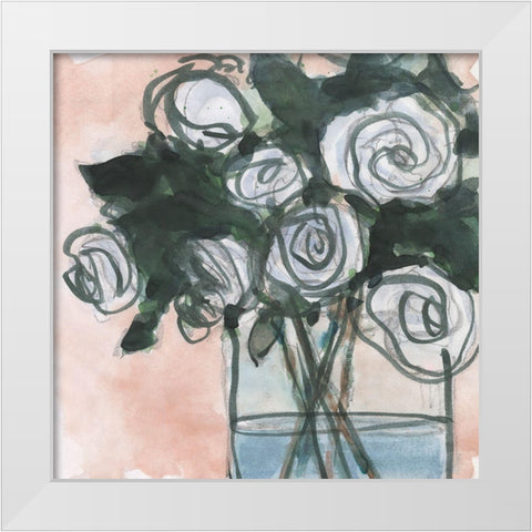 Floral Bunch I White Modern Wood Framed Art Print by Dixon, Samuel