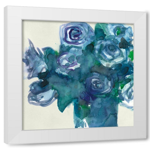 Turquoise Bunch I White Modern Wood Framed Art Print by Dixon, Samuel