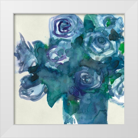 Turquoise Bunch I White Modern Wood Framed Art Print by Dixon, Samuel