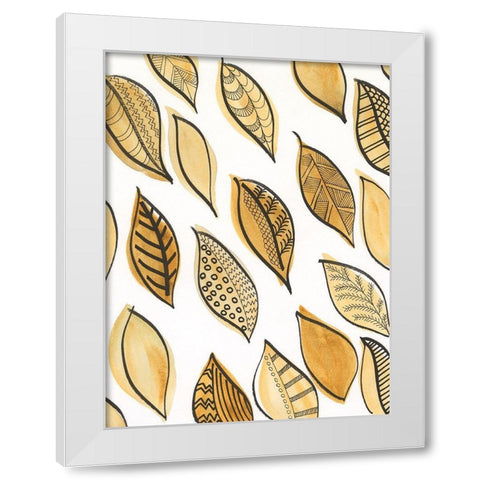 Patterned Leaf Shapes II White Modern Wood Framed Art Print by Moore, Regina