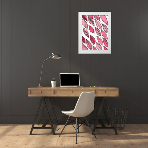 Patterned Leaf Shapes III White Modern Wood Framed Art Print by Moore, Regina
