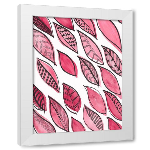 Patterned Leaf Shapes III White Modern Wood Framed Art Print by Moore, Regina