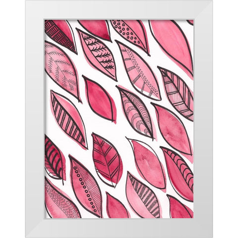 Patterned Leaf Shapes III White Modern Wood Framed Art Print by Moore, Regina