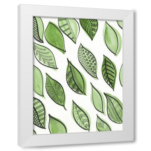Patterned Leaf Shapes IV White Modern Wood Framed Art Print by Moore, Regina