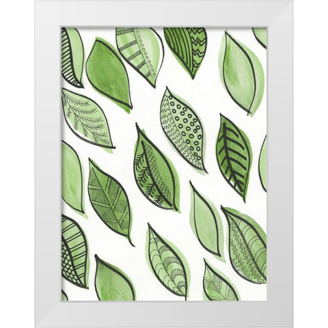 Patterned Leaf Shapes IV White Modern Wood Framed Art Print by Moore, Regina