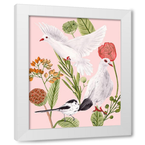 Birds in Motion I White Modern Wood Framed Art Print by Wang, Melissa