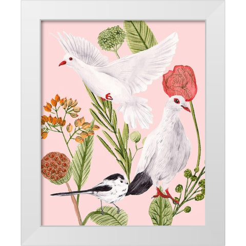 Birds in Motion I White Modern Wood Framed Art Print by Wang, Melissa