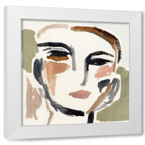 Face Fragments III White Modern Wood Framed Art Print by Barnes, Victoria