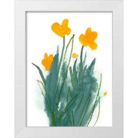 Daffodil Bunch I White Modern Wood Framed Art Print by Green, Jacob