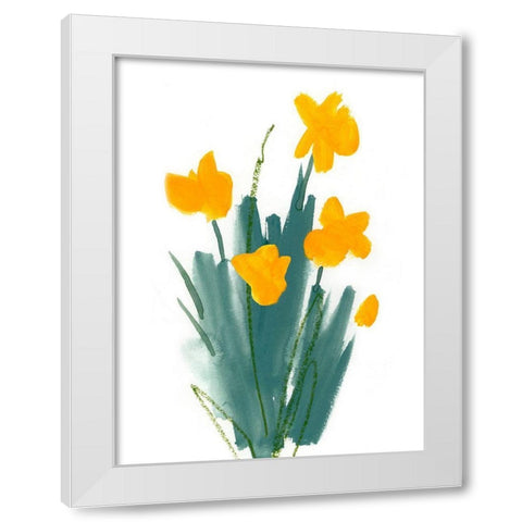 Daffodil Bunch II White Modern Wood Framed Art Print by Green, Jacob