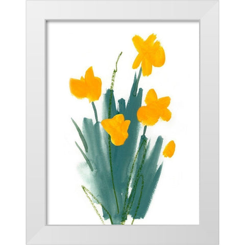 Daffodil Bunch II White Modern Wood Framed Art Print by Green, Jacob