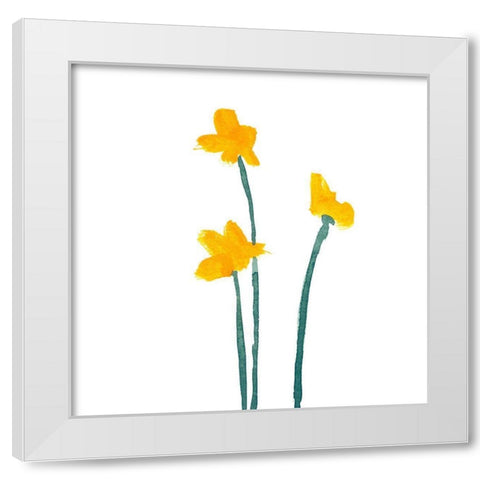 Simple Buttercups I White Modern Wood Framed Art Print by Green, Jacob