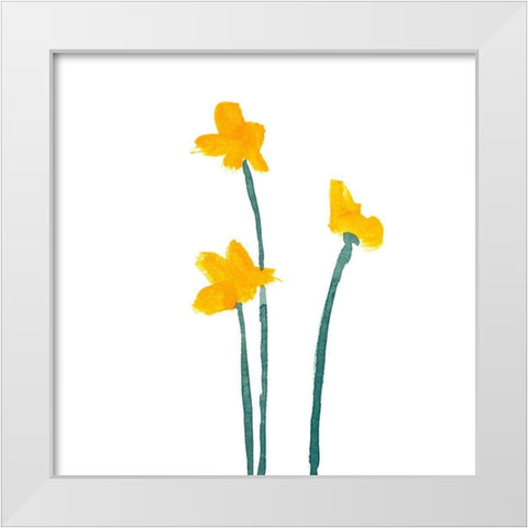 Simple Buttercups I White Modern Wood Framed Art Print by Green, Jacob