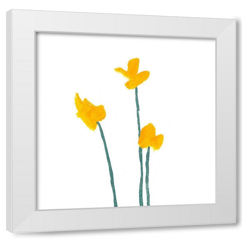 Simple Buttercups II White Modern Wood Framed Art Print by Green, Jacob