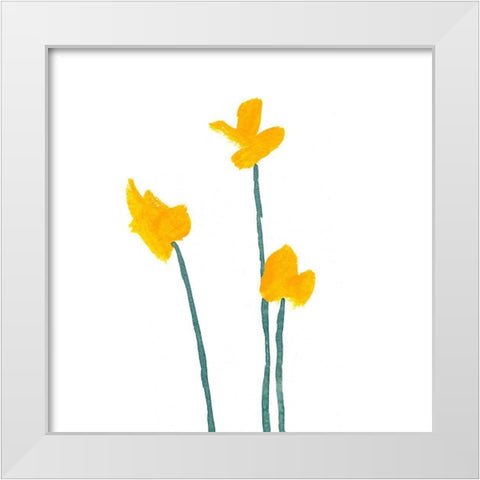 Simple Buttercups II White Modern Wood Framed Art Print by Green, Jacob