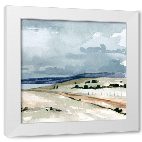 Pale Blue Autumn III White Modern Wood Framed Art Print by Caroline, Emma
