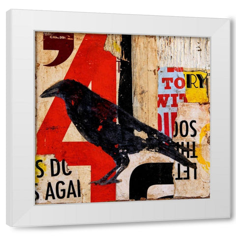 The Vintage Crow White Modern Wood Framed Art Print by Ashley, Erin