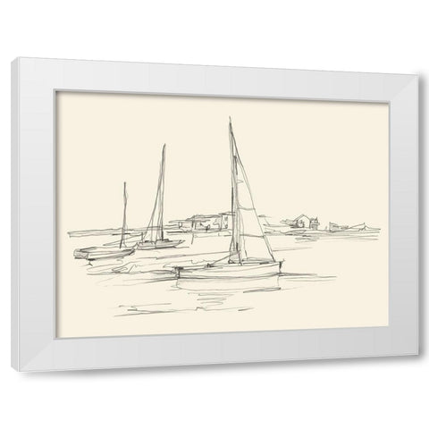 Coastal Contour Sketch I White Modern Wood Framed Art Print by Harper, Ethan