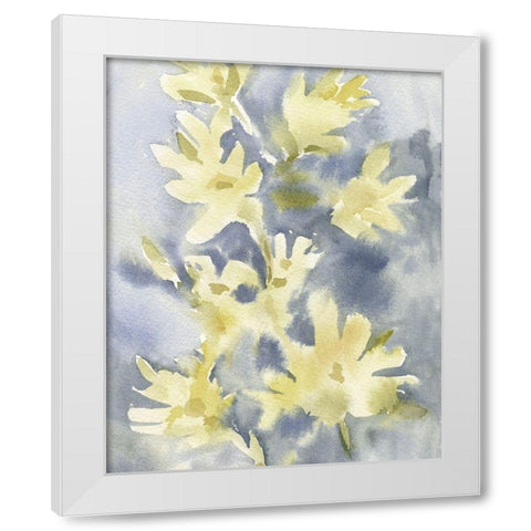 Forsythia Blooms I White Modern Wood Framed Art Print by Caroline, Emma