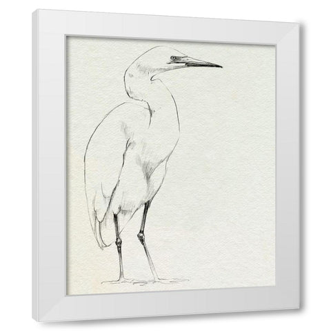 Erect Egret I White Modern Wood Framed Art Print by Caroline, Emma