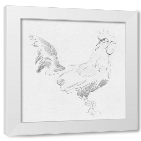 Big Rooster Sketch I White Modern Wood Framed Art Print by Green, Jacob