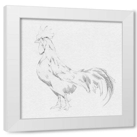 Big Rooster Sketch II White Modern Wood Framed Art Print by Green, Jacob