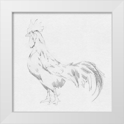 Big Rooster Sketch II White Modern Wood Framed Art Print by Green, Jacob