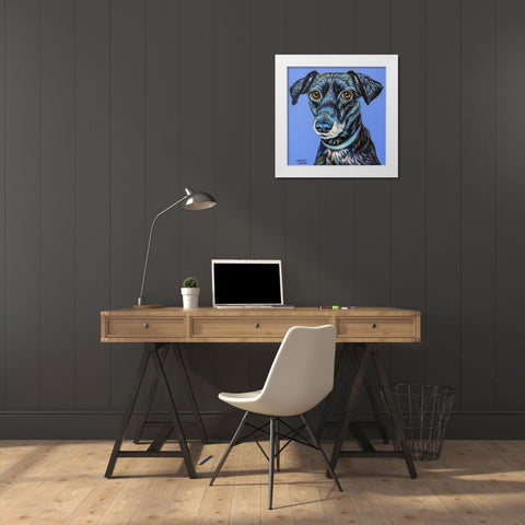 Blue Black Hound White Modern Wood Framed Art Print by Vitaletti, Carolee