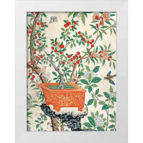 Chinoiserie Wallpaper III White Modern Wood Framed Art Print by Vision Studio