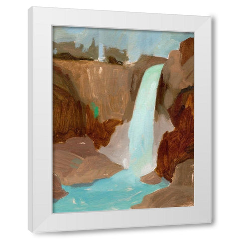 Turquoise Falls II White Modern Wood Framed Art Print by Green, Jacob