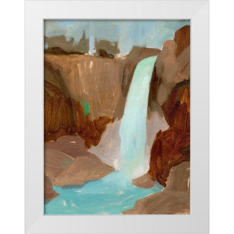Turquoise Falls II White Modern Wood Framed Art Print by Green, Jacob